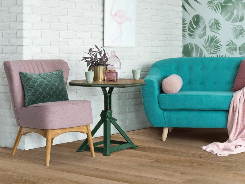 Living room with coretec luxury vinyl flooring from Carpet Sudio & Design Inc. in Los Angeles, CA